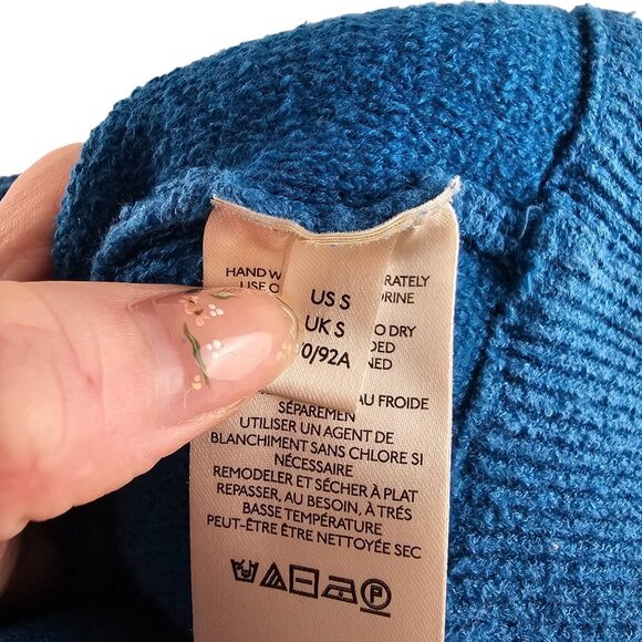 Free People Blue Ottoman Slouchy Tunic Mock Neck Sweater Sz S - Picture 10 of 13